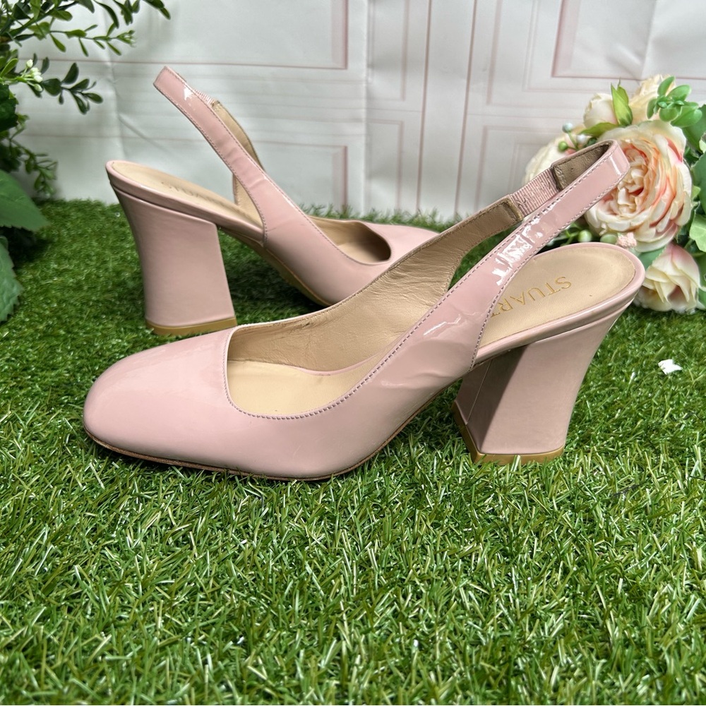 STUART WEITZMAN Cryblock pink 85 Slingback Pump  women Size 6 Ballet Patent - Picture 13 of 17